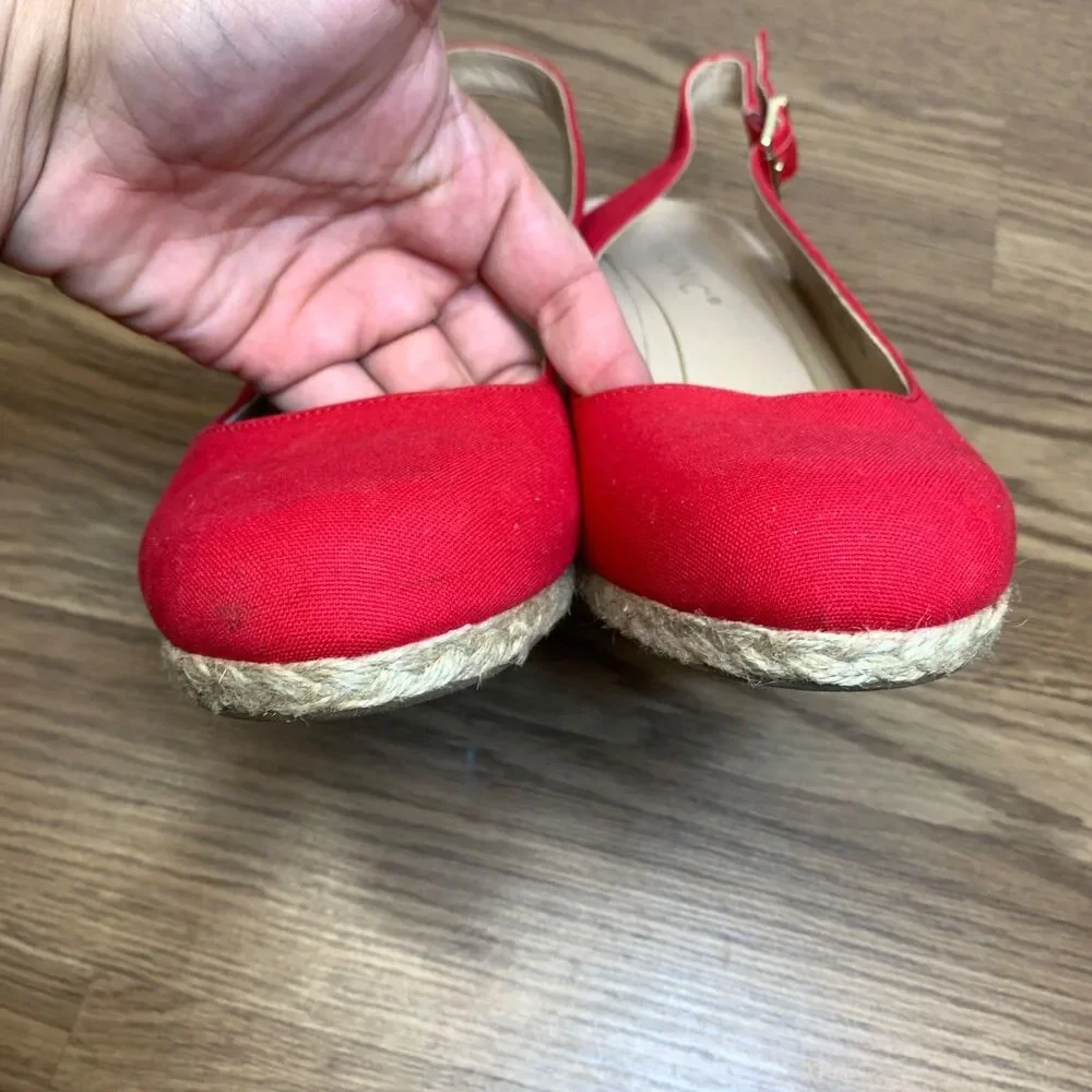 Vionic Caralina Espadrilles Wedge‎ Jute Slingback Women Red Shoes Heels 9.5 Wide